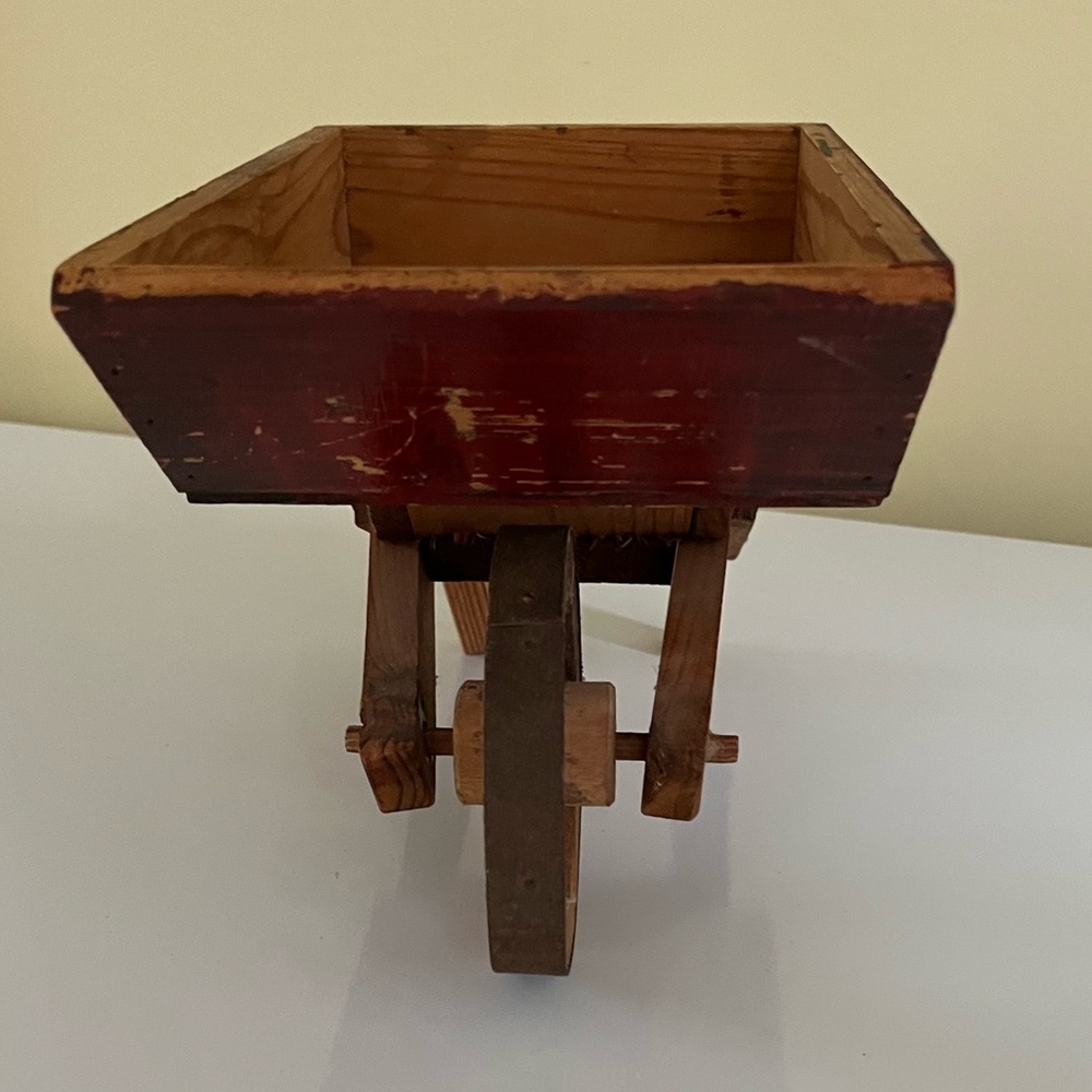 Vintage Rustic Decorative Handcrafted Wooden Wheelbarrow - Picture 7 of 7
